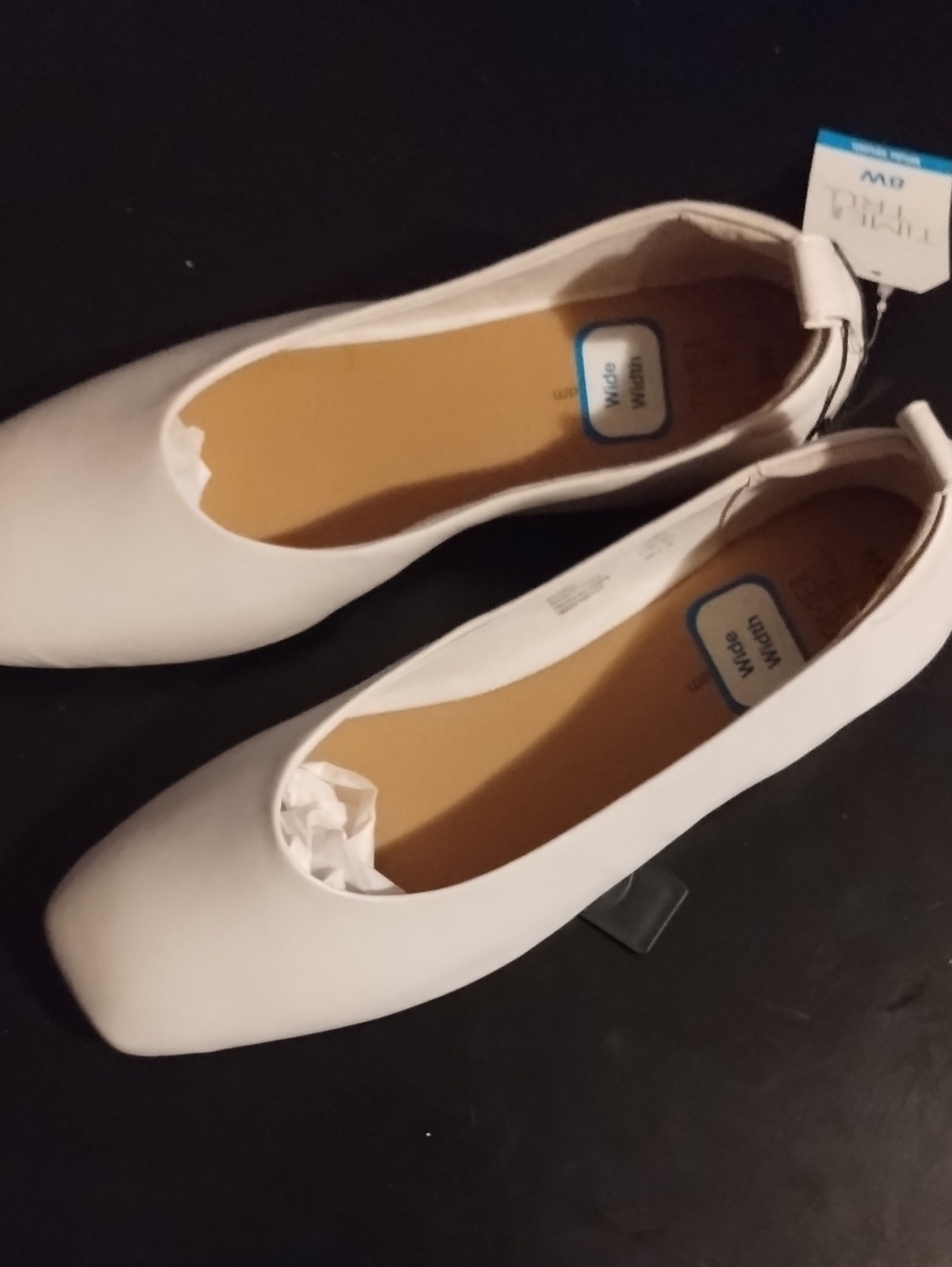 Time and Tru White Square-Toe Ballet Flats